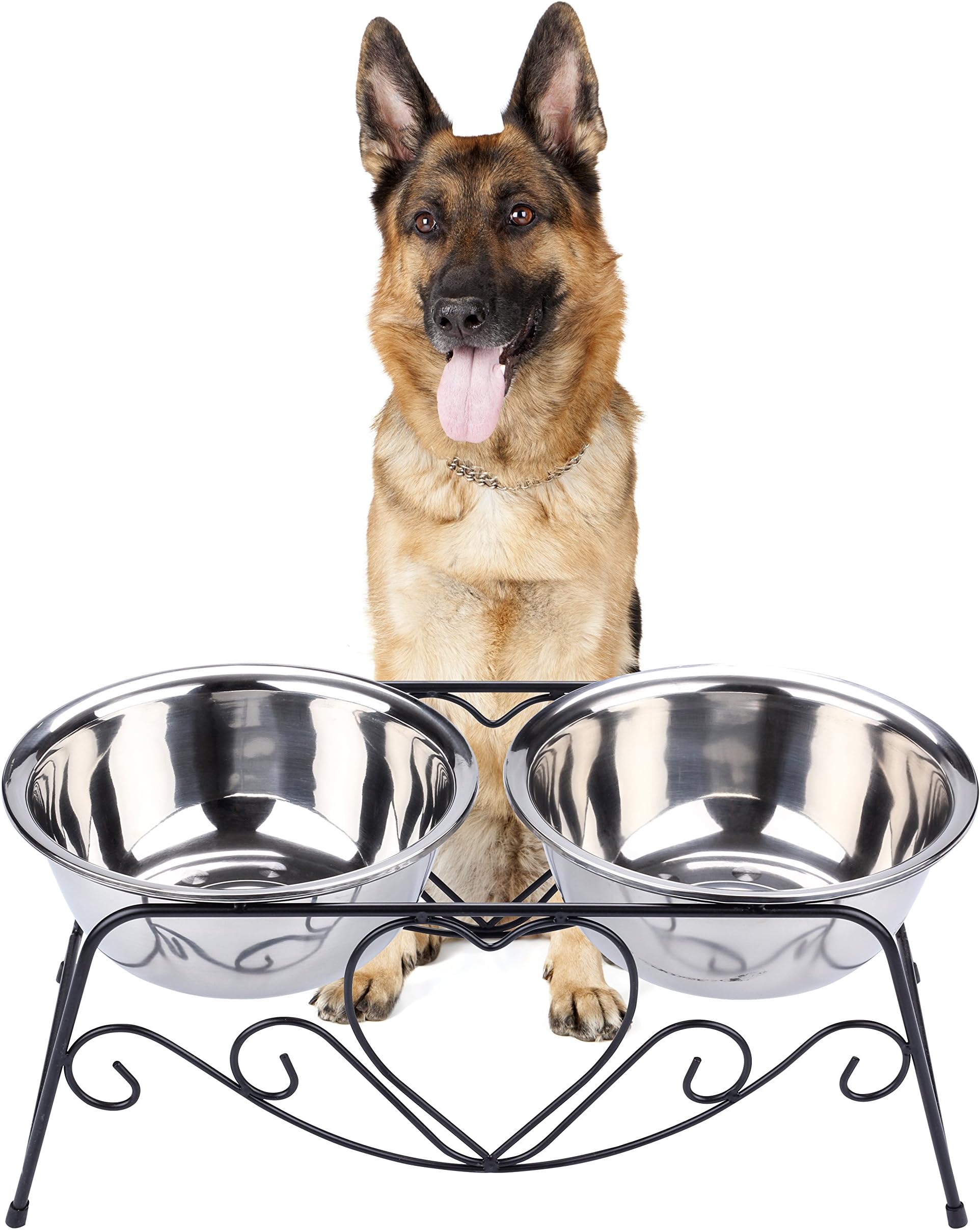 CICO Pet Feeder for Dog Cat, Stainless Steel Food and Water Bowls with Iron Stand