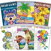 Kalysky Color by Numbers Adult Coloring Books,3 Fun Coloring Books for Adult Relaxation,60 Pages of Flowers Nature Landscapes Animals,Brain Game for Adults