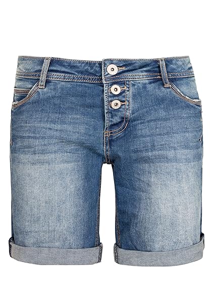 Sublevel Damen Bermuda mit Aufschlag | 5 Pocket Jeans-Shorts | Lockere Kurze Hose aus hochwertigen Denim