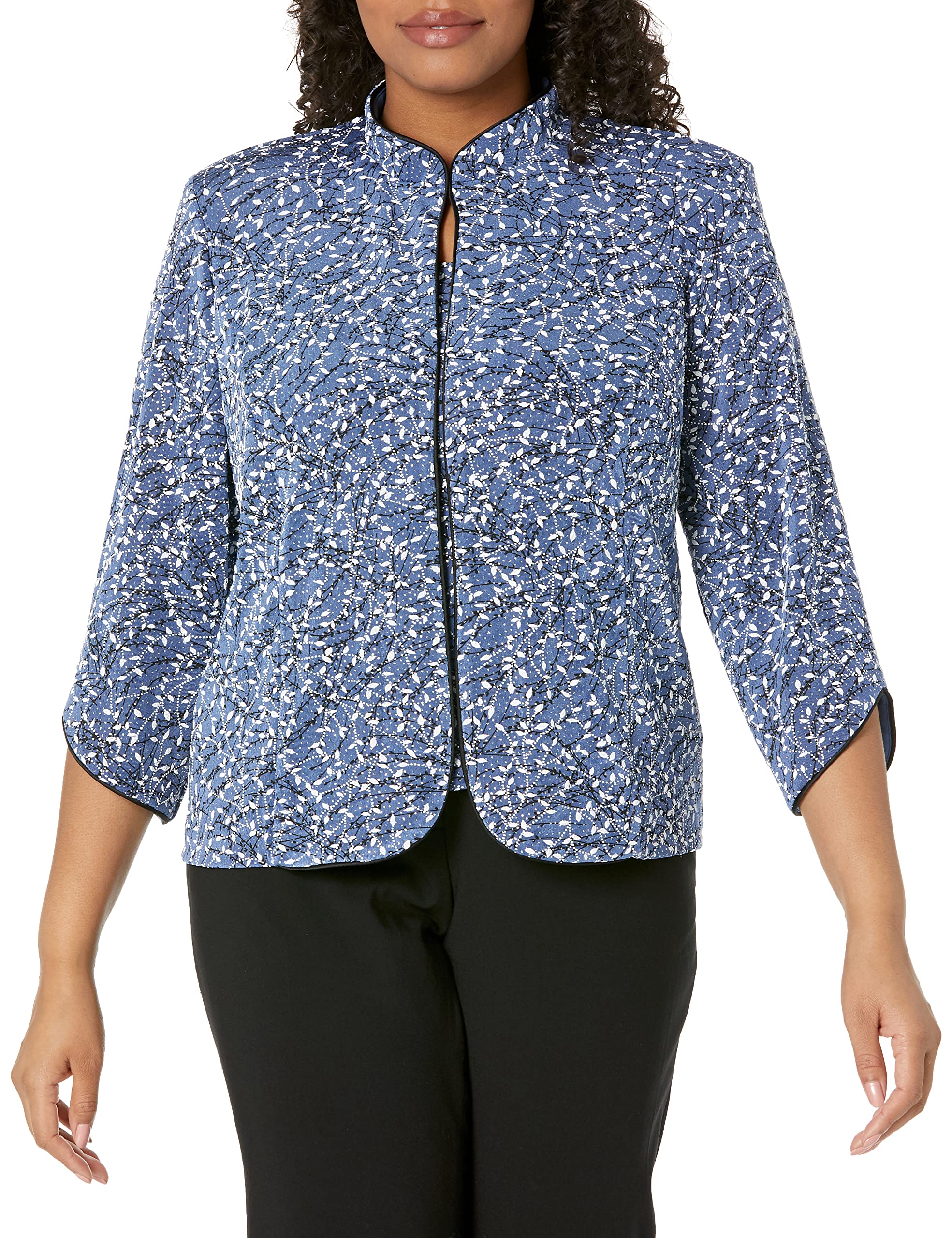 Alex Evenings womens Mandarin Neck Twinset Tank Top and Jacket Petite Regular Dress Shirt, Wedgewood, Small US