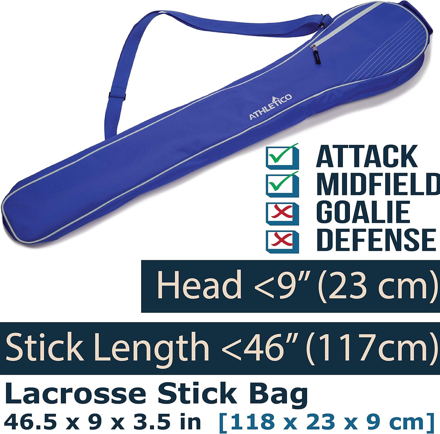 Athletico Lacrosse Stick Bag - Lax Equipment Bags for Boys or Girls, Kids & Youth (Blue) : Sports & Outdoors