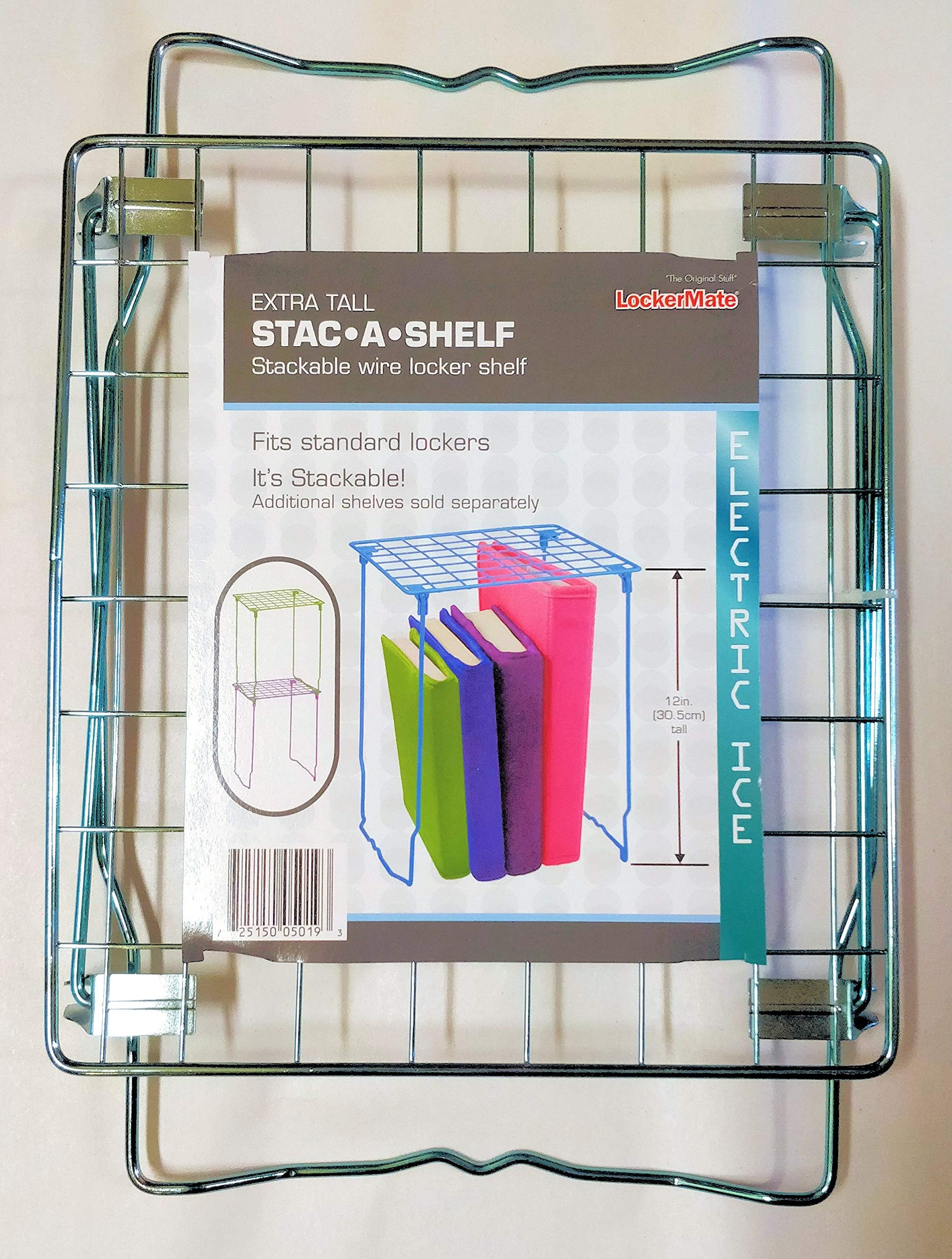 LockerMate Stac-A-Shelf 12 Inch Wire Locker Shelf Chrome (Electric Ice)