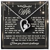MAE2M My Beautiful Wife Necklace Gift from Husband – Romantic Heart Pendant Jewelry with Love Message Card, Perfect for Anniversary, Birthday, or Christmas