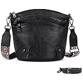HESHE Crossbody Bags Leather Purses for Women Vintage Shoulder Handbags with Multi Pockets Cross Body Purses for Travel