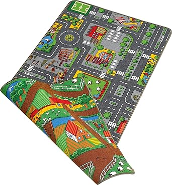 Duoplay 100x190 A4 Wende-Spielteppich, City oder Farm