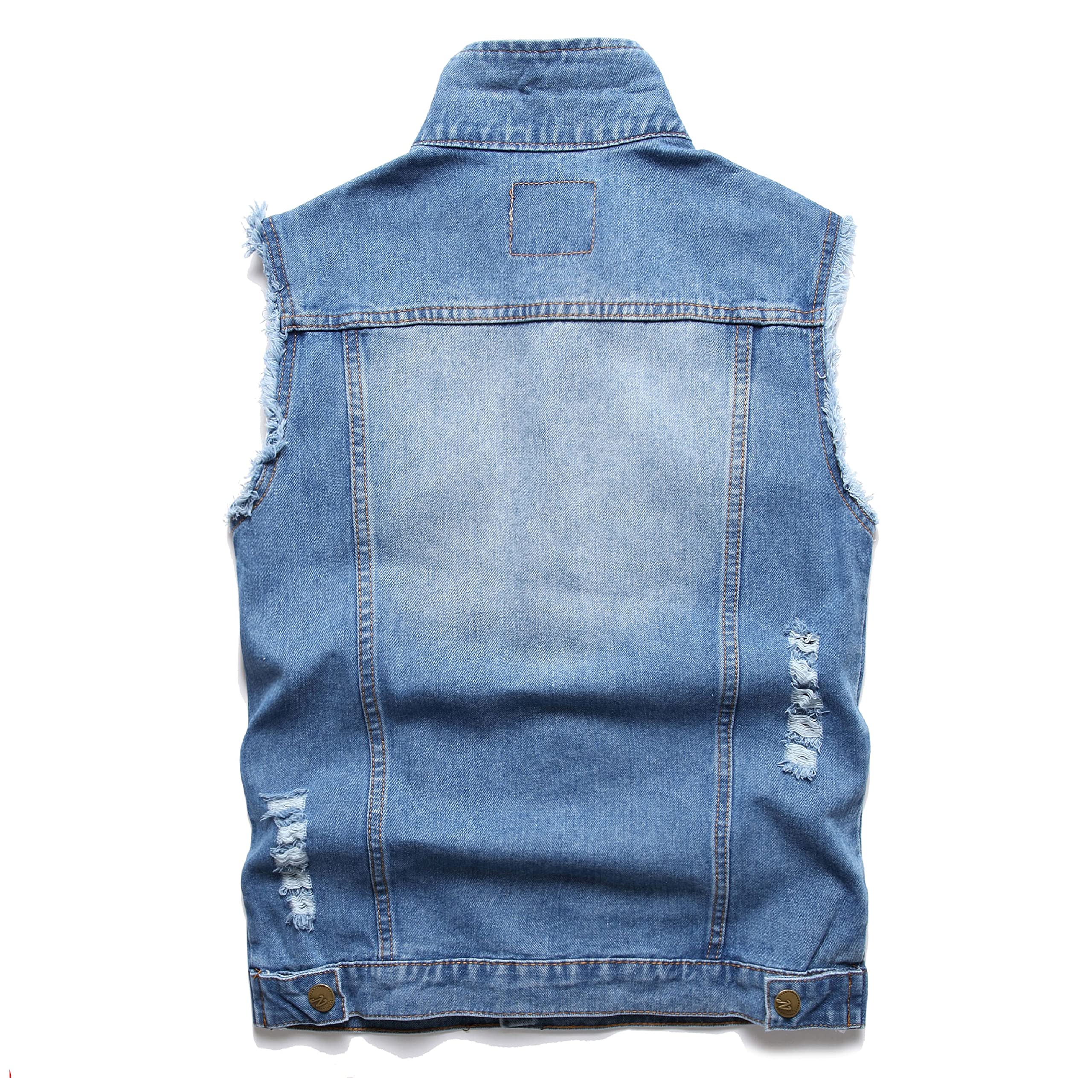 Ginsiom Men's Denim Vest,Sleeveless Jacket Slim Fit Vintage Casual Ripped Summer Jean Vest for Men