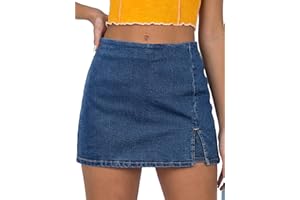 ANRABESS Jean Skorts for Women High Waisted Side Slit Summer Casual Mini Skirts Y2K Trendy Stretch Denim Shorts