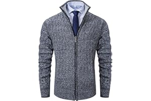 XinYangNi Men's Cardigan Sweaters Knit Zipper Casual Slim Fit Stand Collar with Full Zip and Pockets