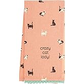Karma Cat Tea Towel - 100% Cotton Hand Towels for The Kitchen - Modern Home Decor - Pink 28.00" x 20.00", Small
