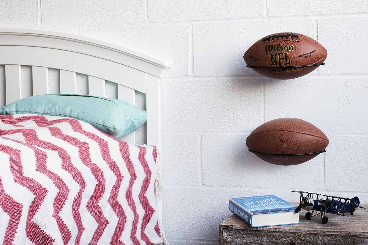 Wallniture Sporta Wall Mount Football Holder Ball Rack Storage Steel Black: Home & Kitchen