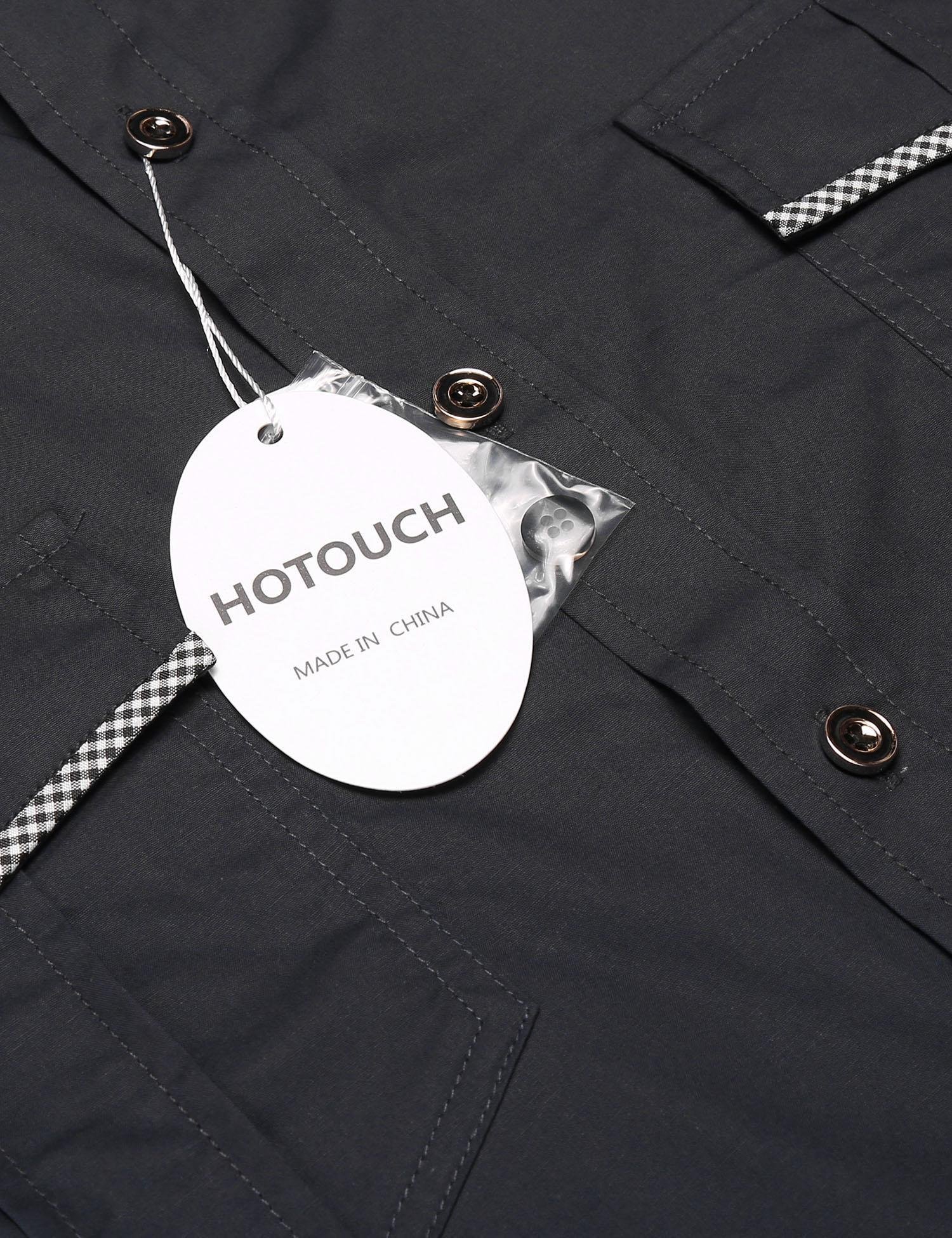 HOTOUCH Men\'s Fitted Button Up Long Sleeve Dress Shirt For Men,Dark Gray,Large