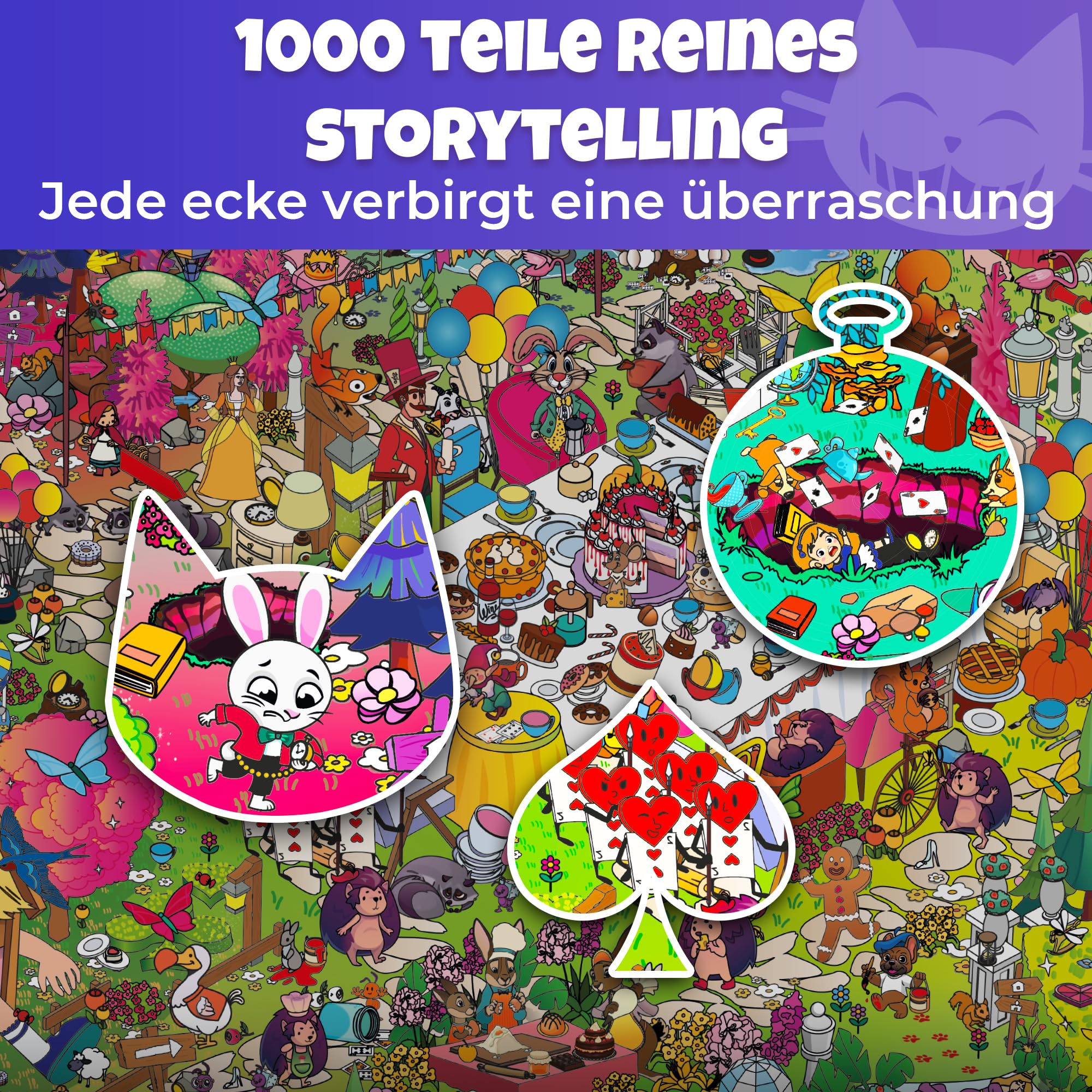 QUOKKA 1000 Teile Puzzle Für Erwachsene Alice Im Wunderland – Fantasy Puzzle Mit Geheimen Aufgaben Und Einer Märchenhaften Hörgeschichte Zur Tiefen Entspannung Für Anspruchsvolle Liebhaber 3