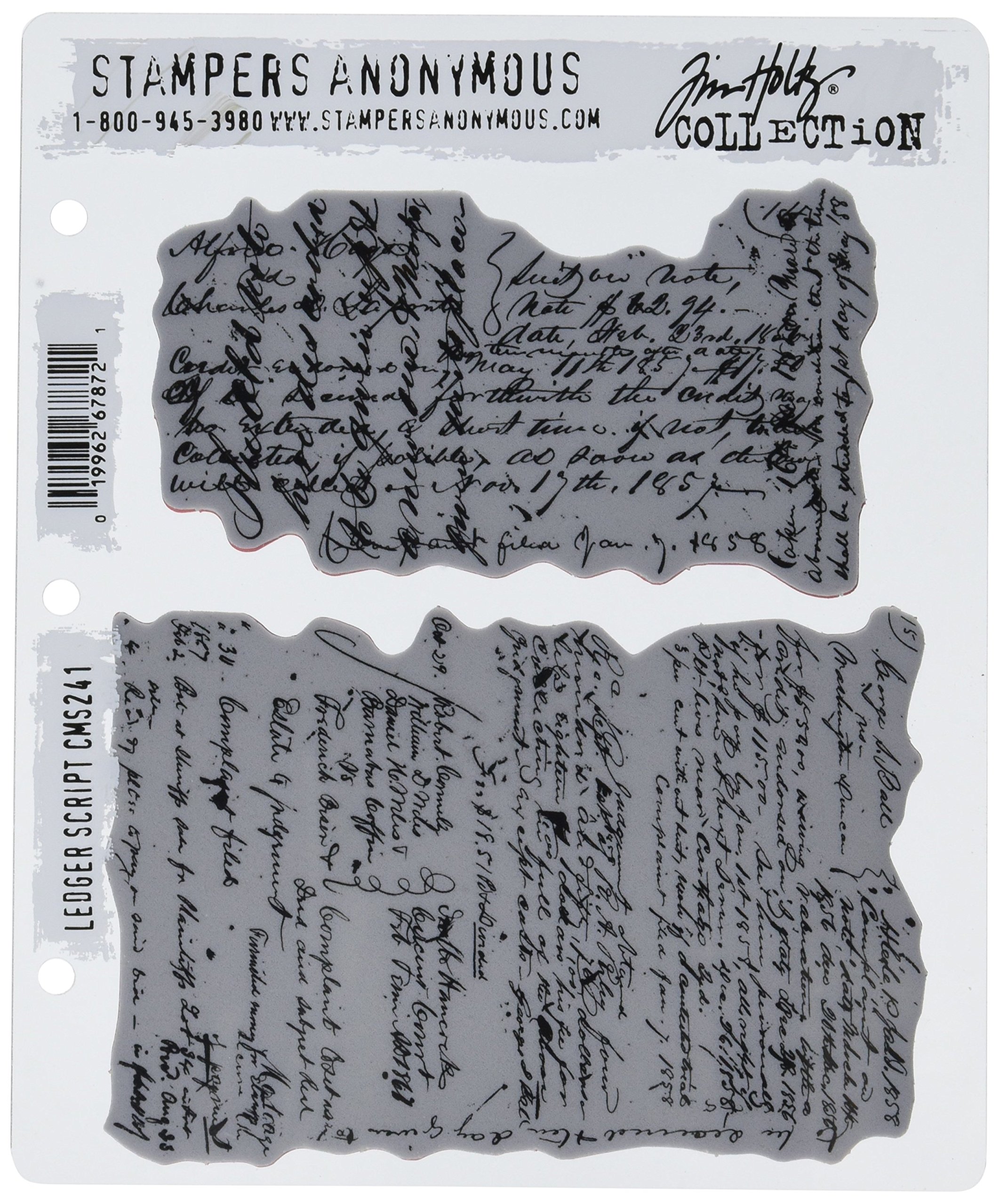 Stampers Anonymous Art Gone Wild Ledger Script Cling Stamp Set, Grey,7" by 8.5"