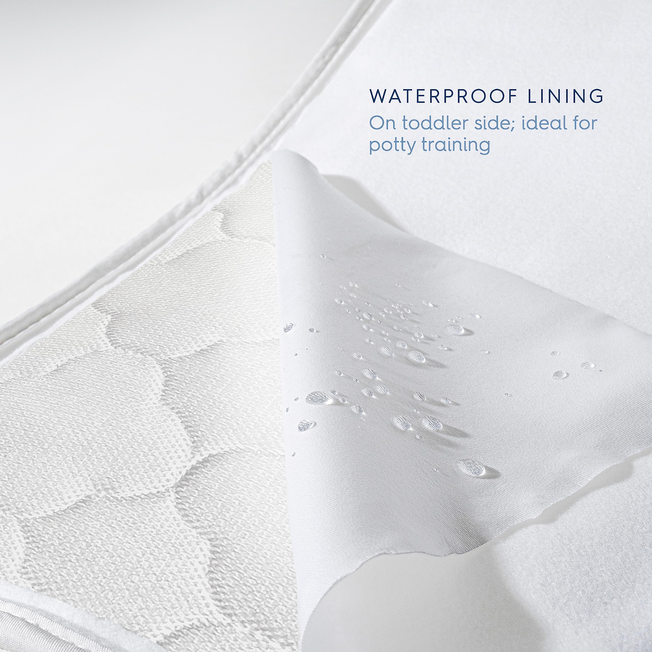HALO DreamWeave Crib & Toddler Mattress - 100% Breathable Mattress and Core, Dual Sided 2-Stage Design, Machine Washable Cover, Hypoallergenic, Open Strand Polymer Core, Greenguard Cert.