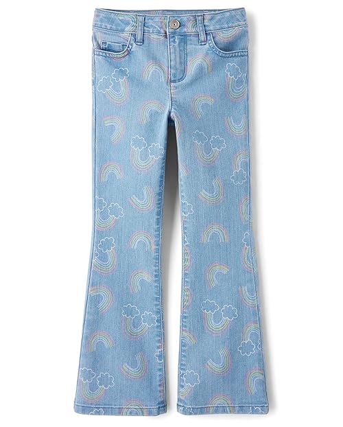 The Children's Place,Girls,Flare Jeans,Valley Wash Rainbows High Rise,12