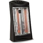 BLACK+DECKER Infrared Radiant Quartz Tower Heater, 1500W Space Heater with Adjustable Thermostat, Portable Heater with 2 Sett