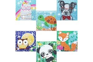 CHWGLFGG 6 Pack 5D Diamond Painting Kits for Kids Beginners, Full Drill Cute Animals Diamond Art Kits, DIY Big Gem Art for Children Ages 6-7-8-9-12, Home Wall Decor 6x6 Inch