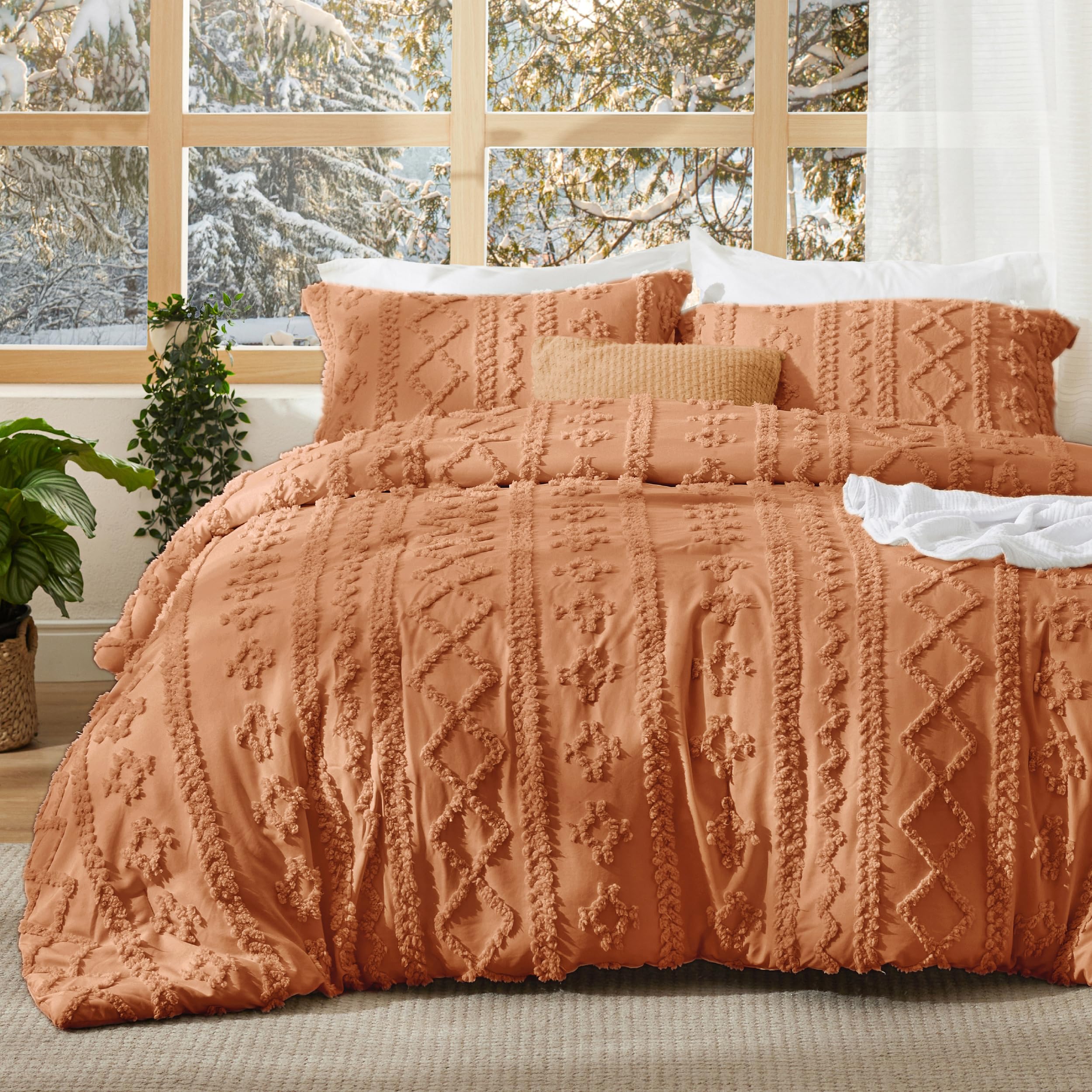 Bedsure Tufted Boho Comforter Set Twin Size