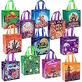 Jaywayang 12Pcs Halloween Trick or Treat Bags, Tote Bags with Handles for Kids, Halloween Reusable Non-Woven Gift Bags for Gifts Wrapping, Party Supplies.