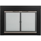 Pleasant Hearth Alsip Sunlight Nickel Glass Firescreen Door | Small