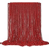 EOBOH 72PCS Bead Necklace, Red Christmas Bead Stuff Party Favors, 33" Necklaces Festival Parade Throw Accessories for Wedding Birthday Valentines Mardi Gras Christmas Celebrations Decorations