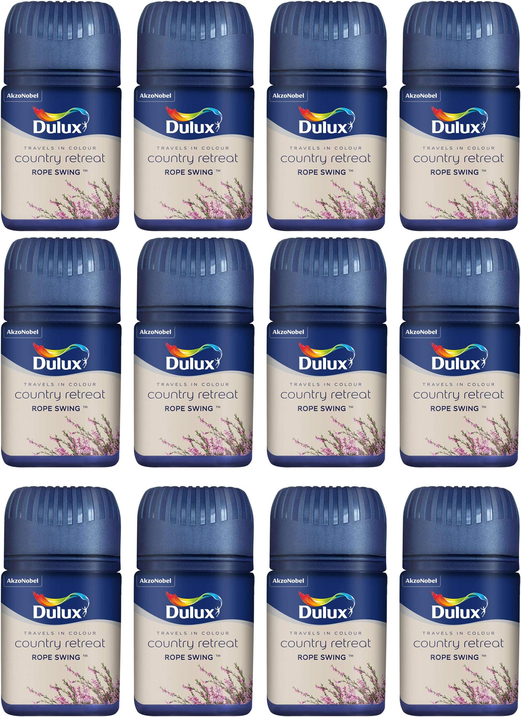 Dulux® Set of 12 Compact Wall Paint Ceiling Paint Tester Emulsion (50ml) Matt Finish Fast Colour Decorating Paint - Rope Swing