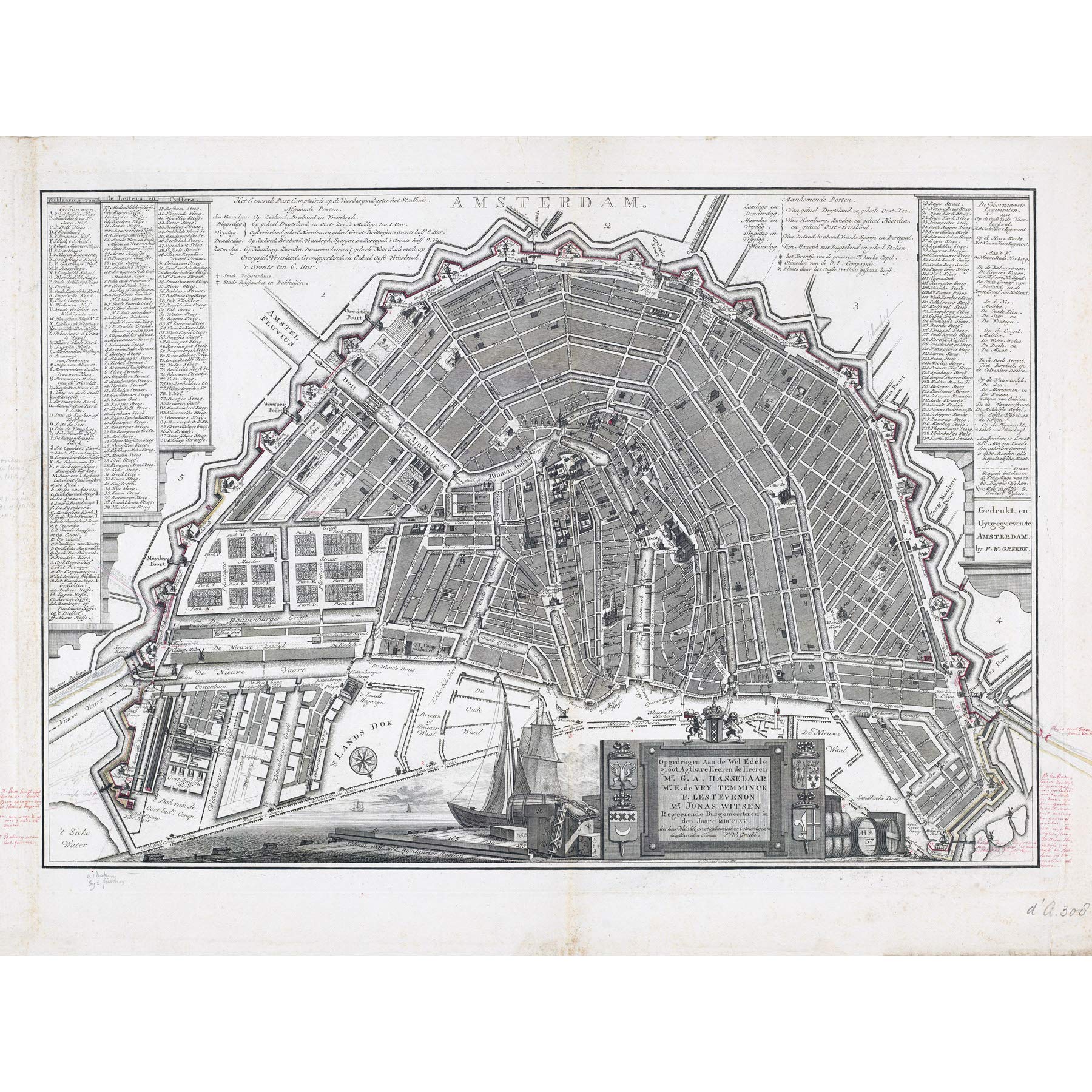 Artery8 Philips Old Map Of Amsterdam City Netherlands Large Wall Art Poster Print Thick Paper 18X24 Inch