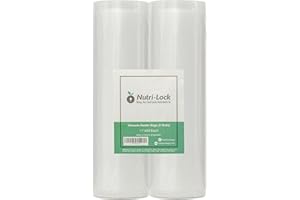 Nutri-Lock Vacuum Sealer Bags, Set of 2 11"x50' BPA-Free Rolls, Vac Seal for Sous Vide & Meal Prep, Commercial Grade Food Vac Bags