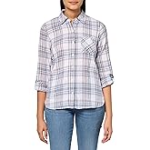 Tommy Hilfiger Womens Plaid Lurex Button Up Shirt