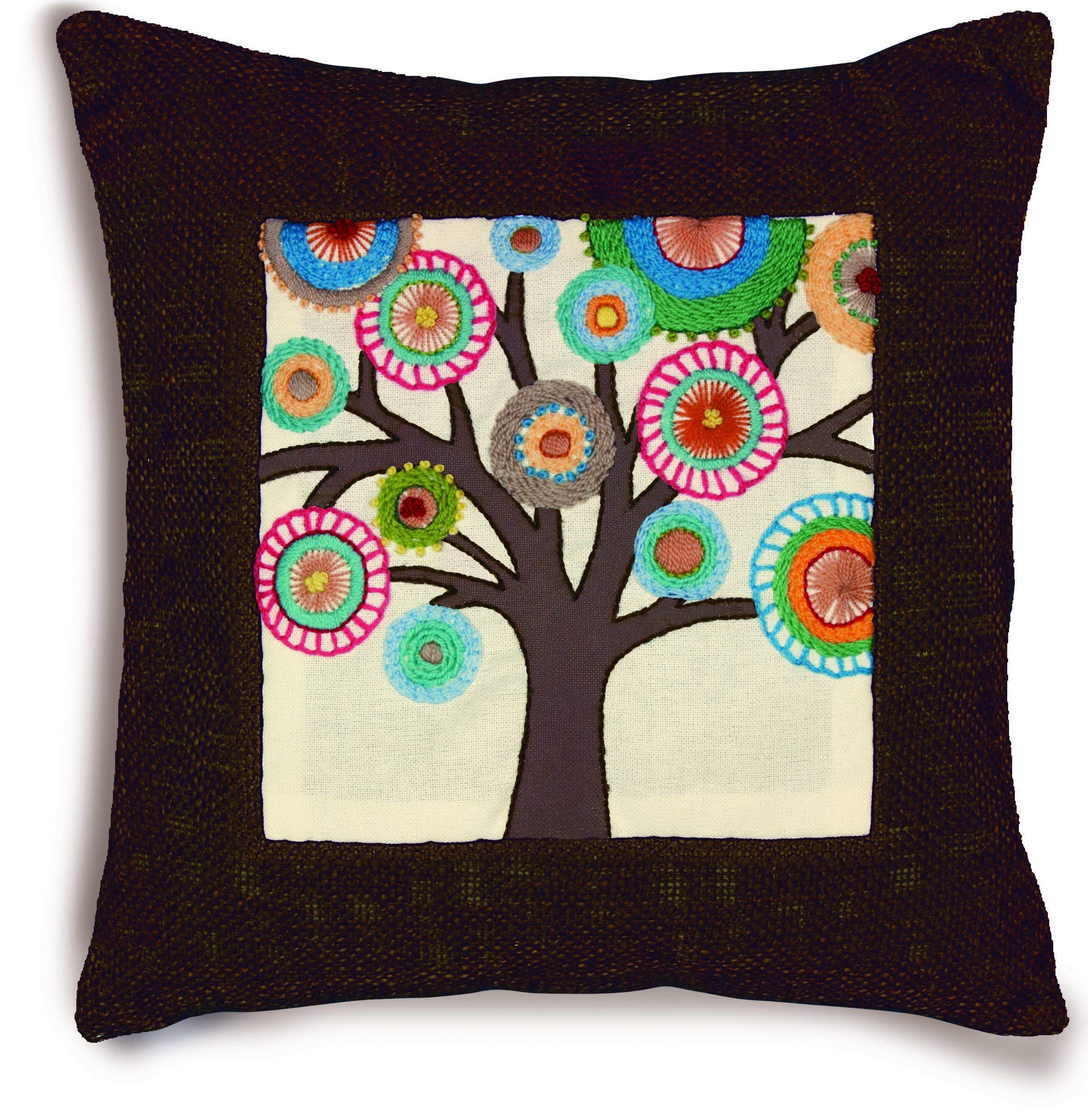 Dimensions Handmade Embroidery: Tree, Polyester blend, Multi-Colour, 24 x 24 x 0.1 cm