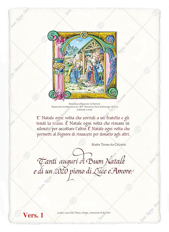 Auguri Di Natale Madre Teresa.Auguri Di Natale Stupenda Pergamena Scritta A Mano Su Carta Pregiata Emozionante Regalo Che Potete Personalizzare A Mano Da Soli Con Una Dedica Amazon It Handmade