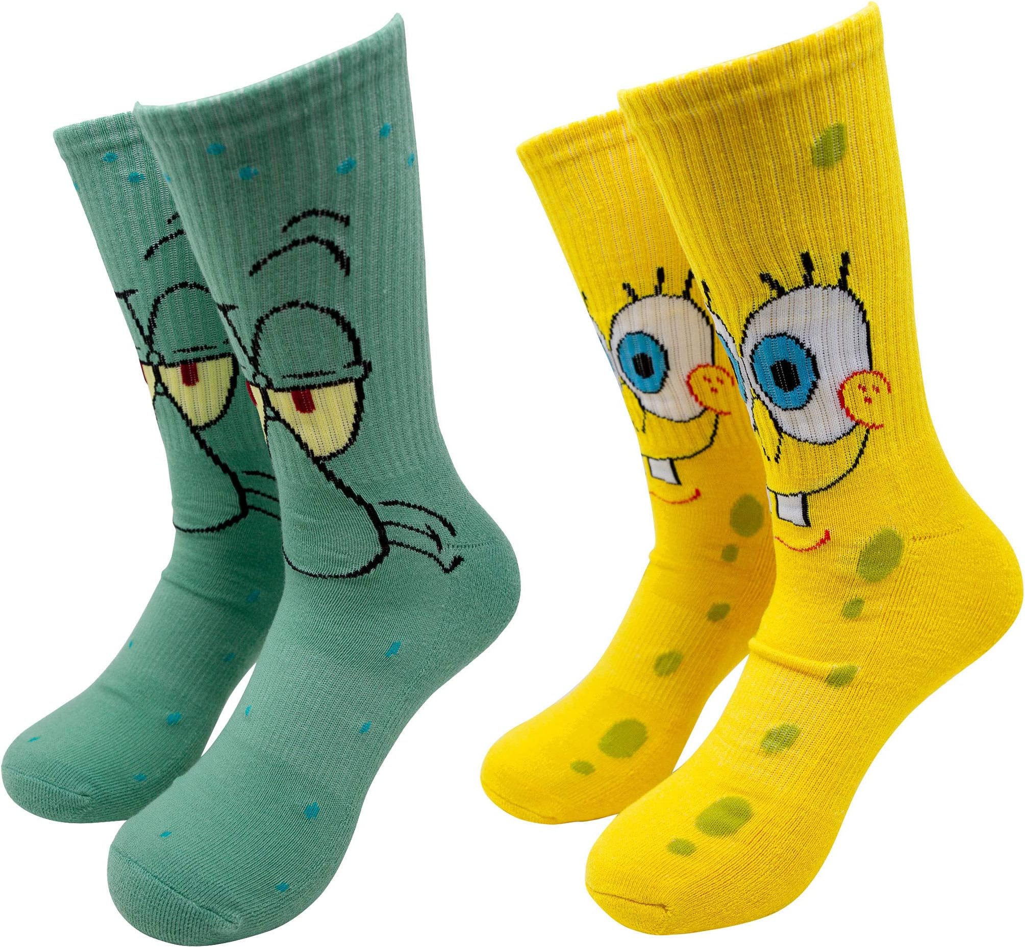 SpongeBob SquarePants and Squidward 2-Pair Pack Character Socks