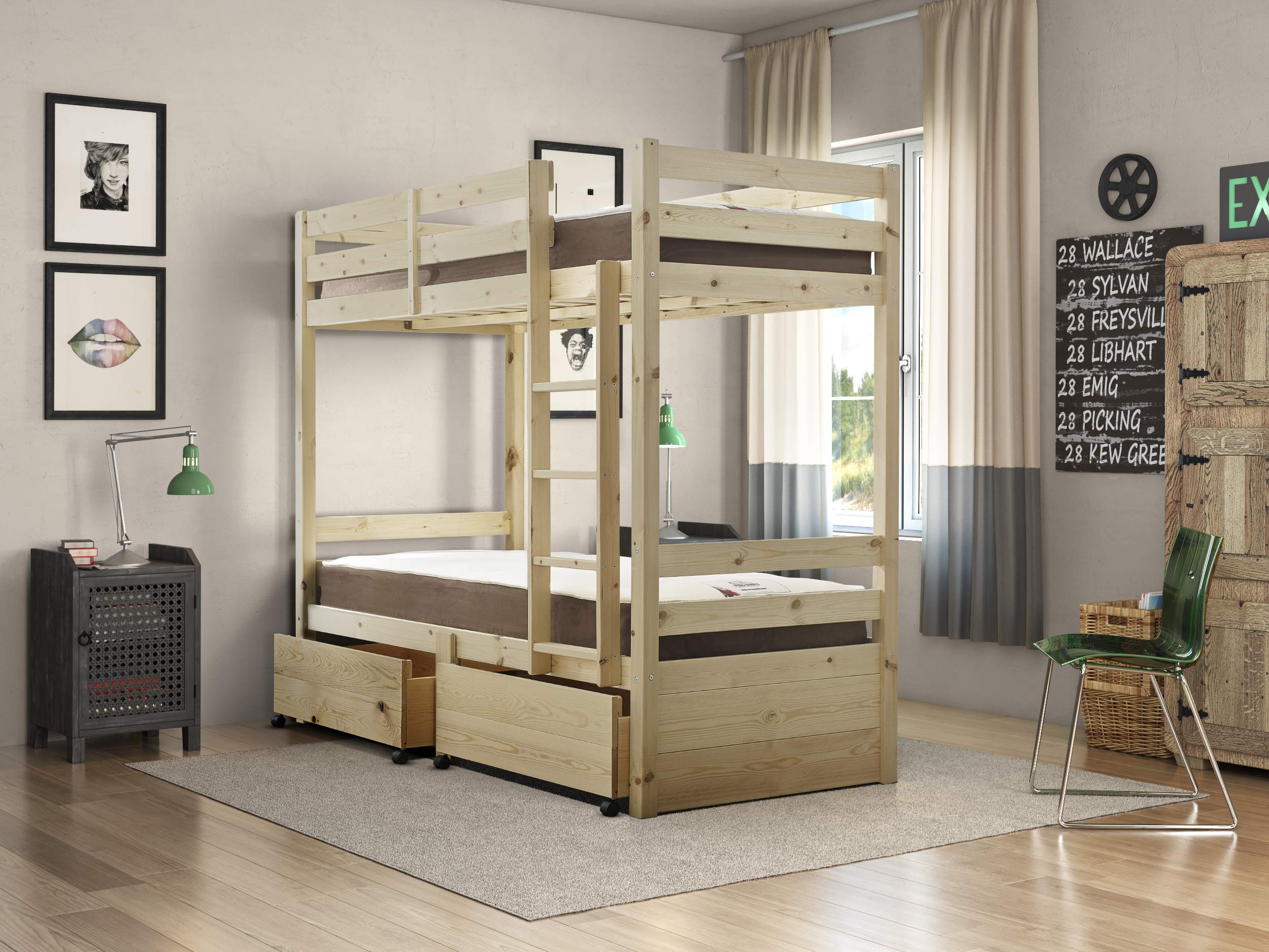 STRICTLY BEDS&BUNKS Everest Storage Bunk Bed, 3ft Single