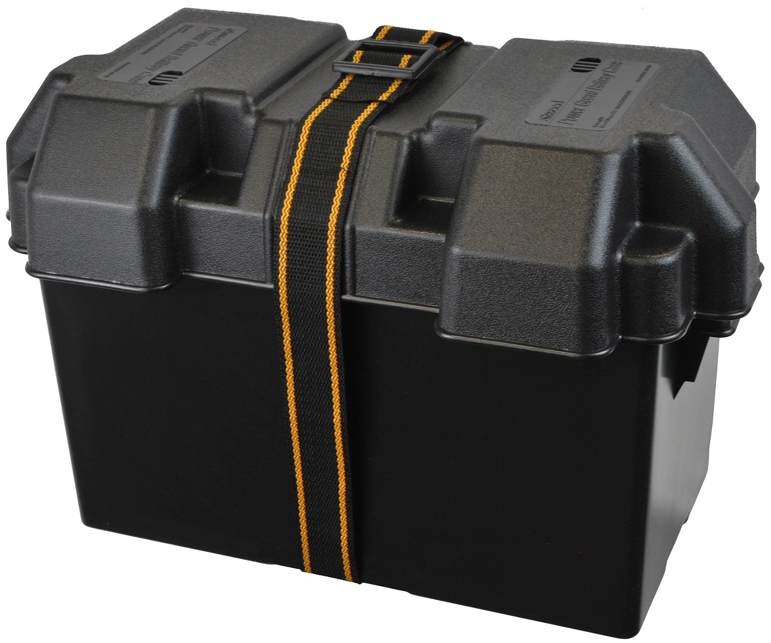 attwood 9067-1 Heavy-Duty Acid-Resistant Power Guard Series 27 Vented Marine Boat Battery Box, Black