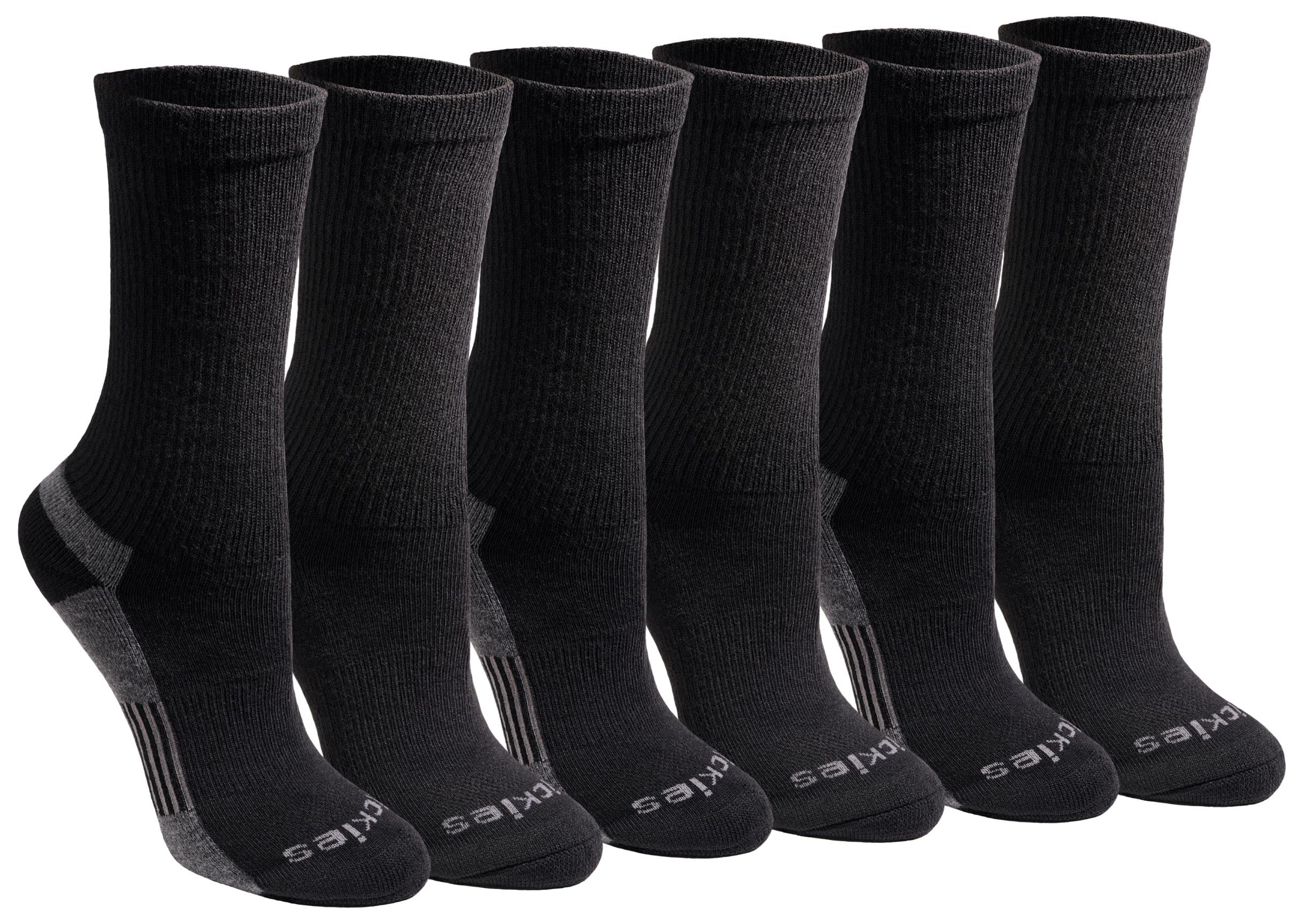 Photo 1 of Dickies Women's Dri-Tech Essential Moisture Control Crew Socks, Available in S-XL (6, 12, Black Solid (6 Pairs), Medium
