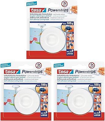 Tesa Powerstrip Ceiling Hooks Self Adhesive Removable Up To 0 5