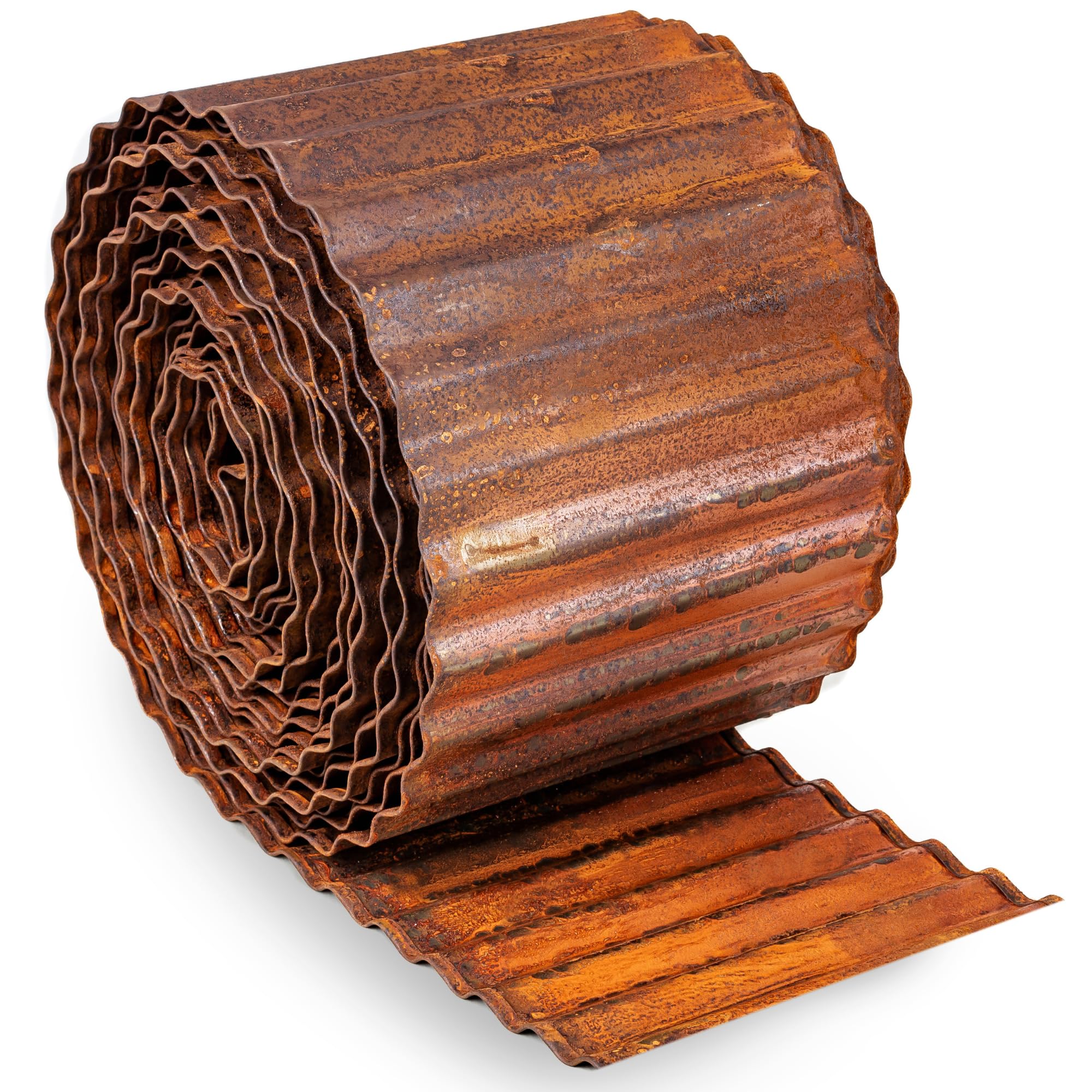 UNIGARDIA Corten Steel Lawn Edging 12 m - Metal Garden Edging 15 cm High - Easy to Install - Pre-Rusted Garden Edge Border, Incl. 1 Pair of Assembly Gloves