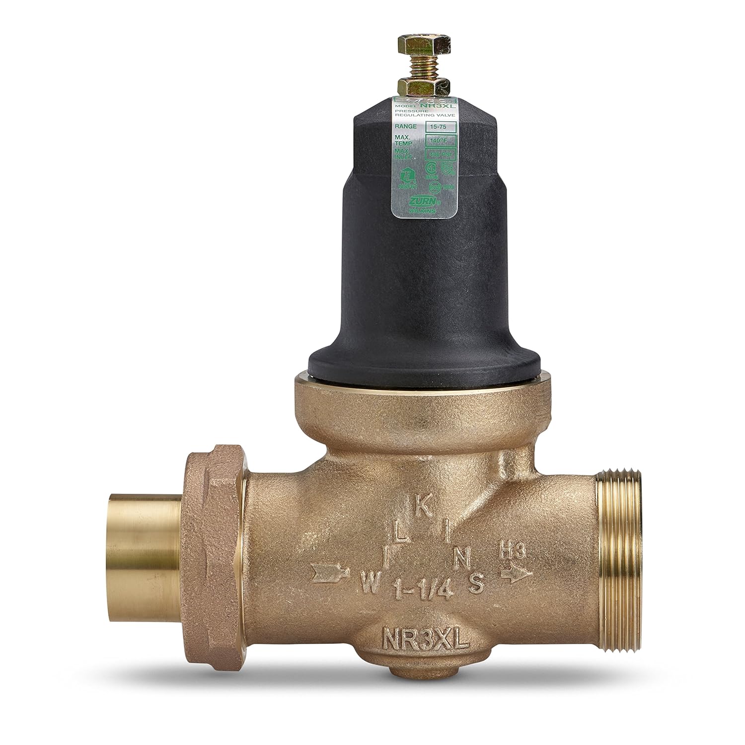 Zurn 114-NR3XLDUC, Lead-Free Double Union Female Copper Sweat Pressure Reducing Valve, 1-1/4"