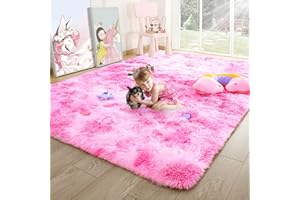 Noahas Soft Fluffy Area Rug for Girls Room, Cute Shaggy Bedroom Decor Rugs for Kids Room Girls Bedroom Floor Carpet Small Fuzzy Dorm Rug for Nursery Playroom, 3x5 Feet, Pink