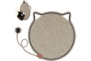 LETALONG Cat Scratcher Mat, Natural Cotton Rope Cat Scratch Pad, 15.7'' Round Horizontal Floor Cat Scratching Pads for Indoor Cats, Cat Furniture Protector for Wall, Couch, Carpets, Sofas