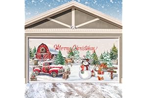 JOPHMO Christmas Snowmen Garage Door Banner Decoration Large Garage Door Cover Merry Christmas Decal Xmas Holiday Outdoor Wall Photo Props Background Hanging Backdrop Decor 6 x 13 ft