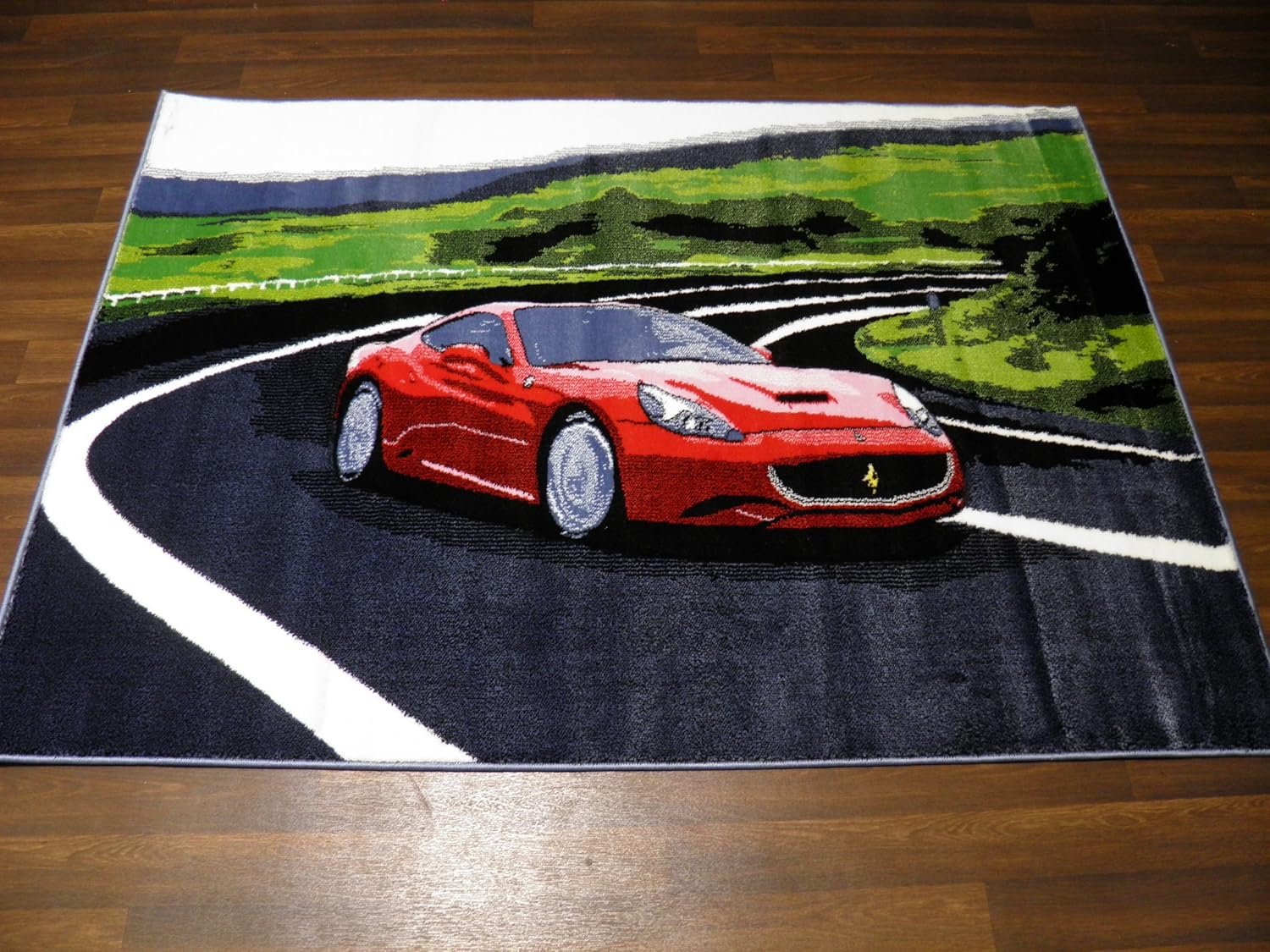 Woven Backed Kids Super Car Ferrari Rug 120cm x 170cm Approx 6x4