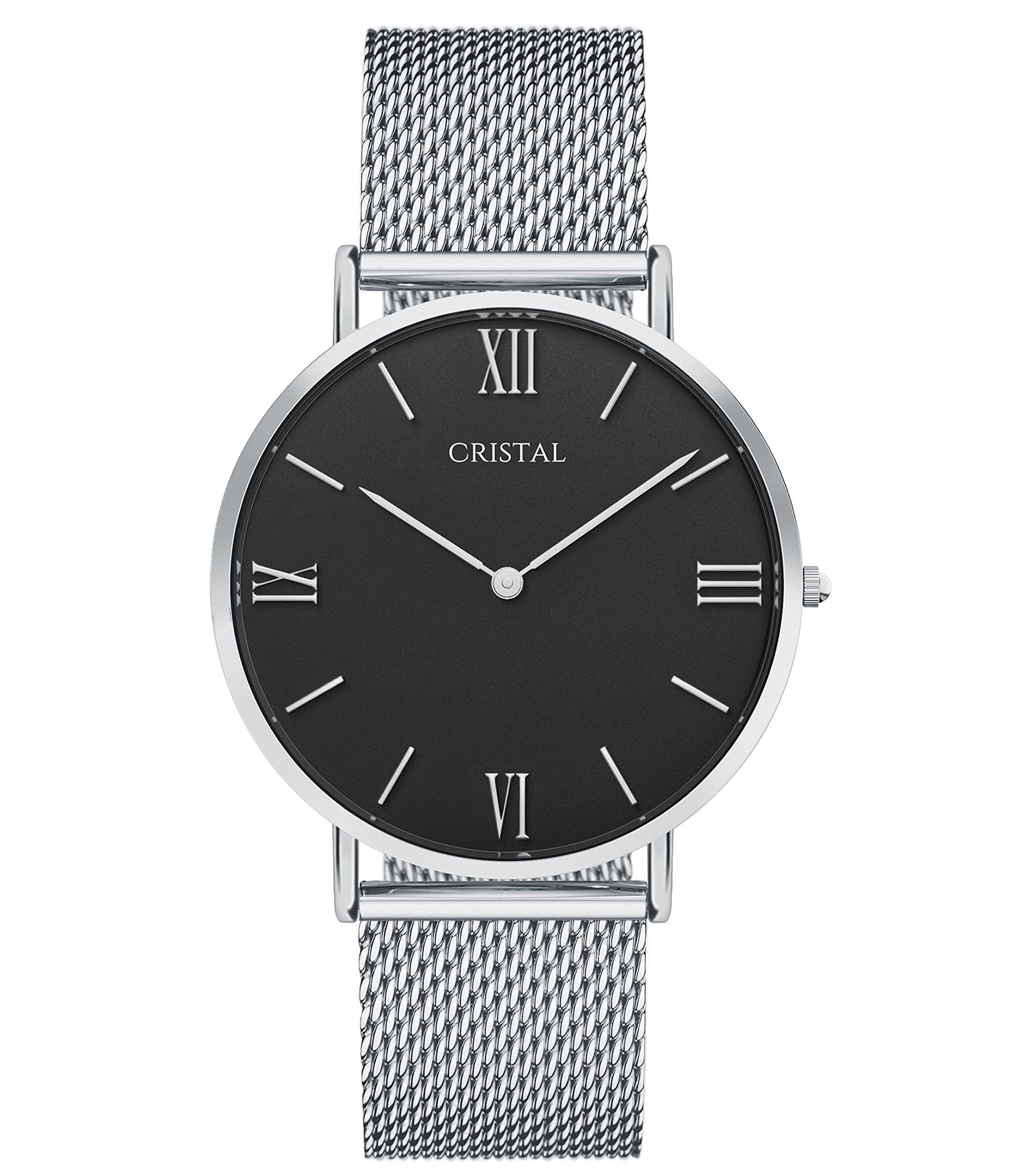Cristal Watches silver - Black dial - Milanese strap silver (Silver / Black)