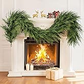 Christmas Garland 6Ft Realistic Cedar Cypress Pine Greenery Garland Faux Christmas Garland Decorations for Mantle, Fireplace, Table, Stairs, Doors, Porch, Indoor Outdoor Christmas Decorations