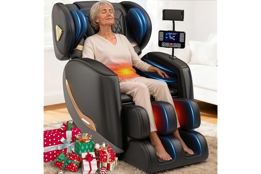 GOLD TIME Upgraded Massage Chair Full Body, Zero Gravity Recliner with Heat, 10 Fix Points, Bluetooth, Touch Screen, Footrest, Shiatsu Massage Chair Full Body for Parents, Seniors & Easy Assembly