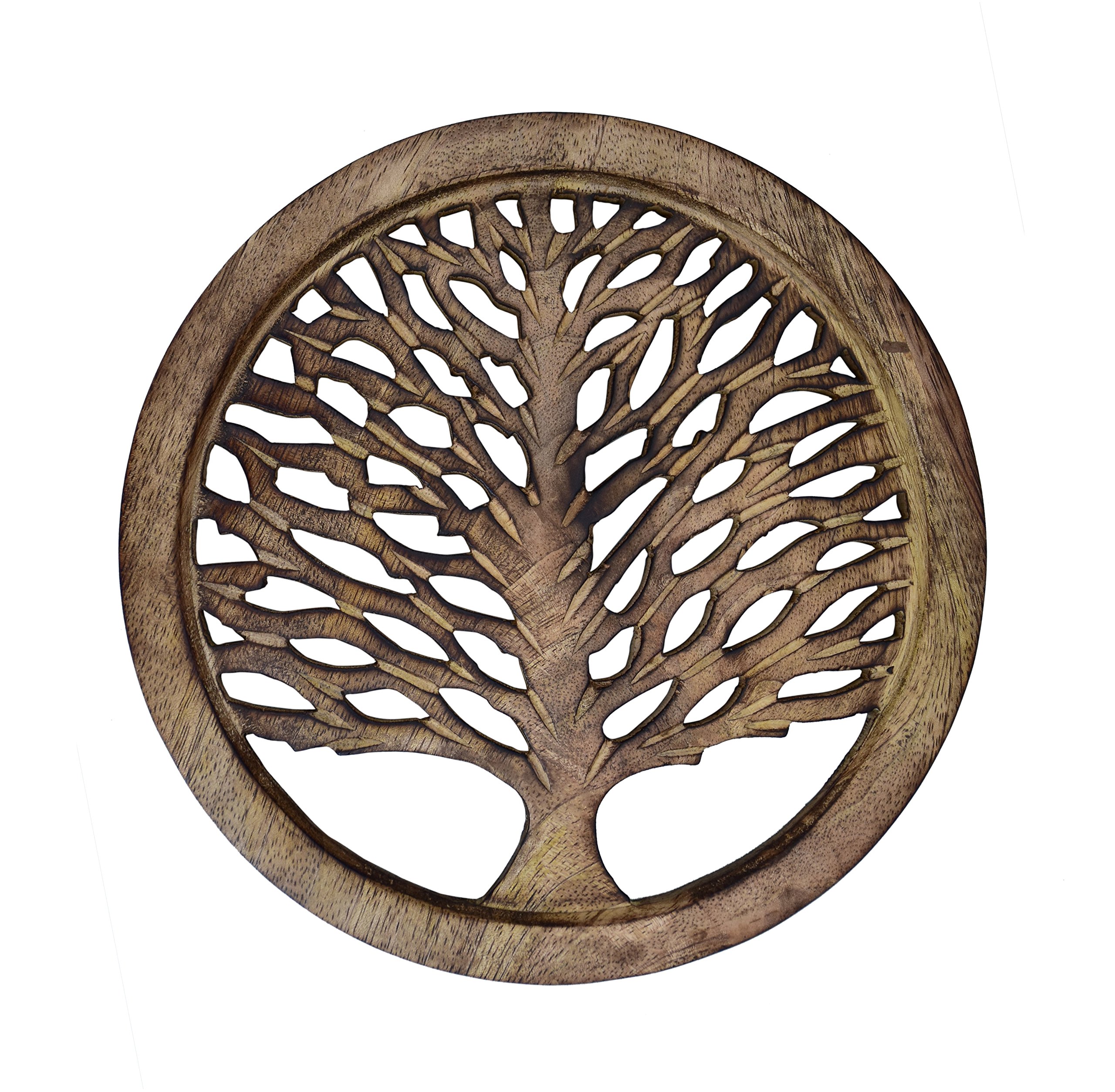 Purpledip Wooden Trivet - Tree of life 8" Coaster Hot Pad Mat Wall Hanging Wall Panel Decor (10784) — image 1