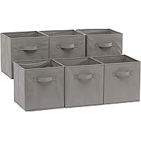 Amazon Basics Foldable Storage Bins Cubes Organizer, 6-Pack, Gray