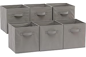 鶹 Basics Foldable Storage Bins Cubes Organizer, 6-Pack, Gray