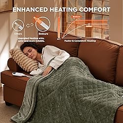 Bedsure Heated Blanket Throw Blanket - Quilted