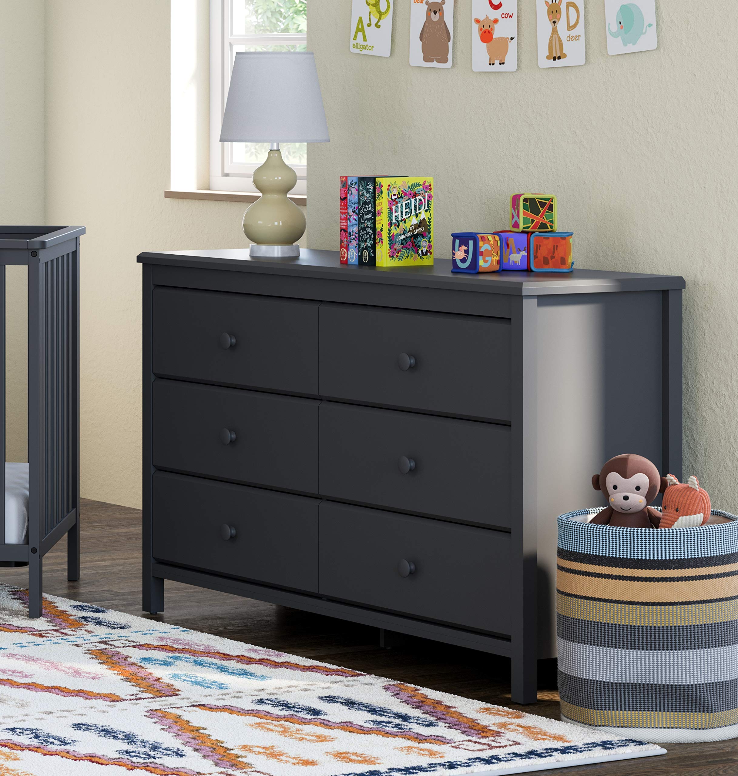 Storkcaft Alpine 6 Drawer Dresser (Grey) - Stylish Storage Dresser Chest for Bedroom, 6 Spacious Drawers with Handles, Coordinates with Any Kids Bedroom or Baby Nursery